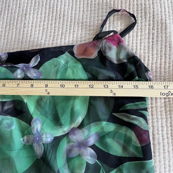 Donna Ricco Black and Pink Floral Asymmetrical Dress - Picture 9 of 10